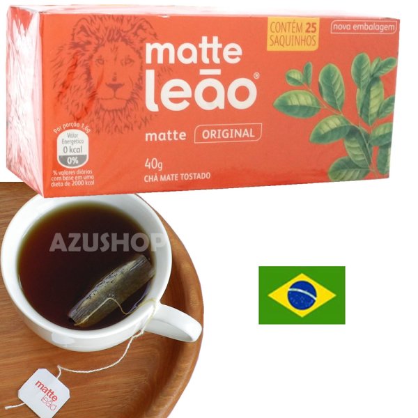 画像1: ティーバック マテ茶  本場ブラジルLEAO社 ローストタイプ 25P入 ブラックマテ ライオン印 40g (1)