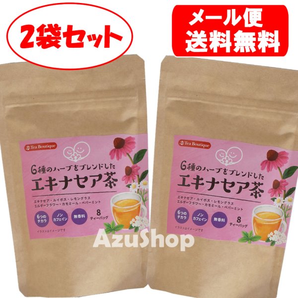 画像1: 送料無料 エキナセア茶 ２袋セット ティーバッグ ハーブティー Tea Boutique ティーブティック 8TB ルイボス レモングラス エルダーフラワー カモミール ペパーミント (1)